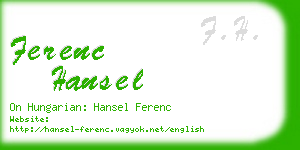ferenc hansel business card